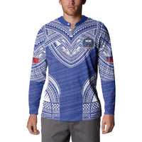 Manu Samoa Pacific Samoa Rugby Custom Button Sweatshirt Polynesian Pattern