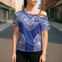 Manu Samoa Pacific Samoa Rugby Custom Cross Shoulder Shirt Polynesian Pattern - Polynesian Pride