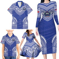 Manu Samoa Pacific Samoa Rugby Custom Family Matching Long Sleeve Bodycon Dress and Hawaiian Shirt Polynesian Pattern
