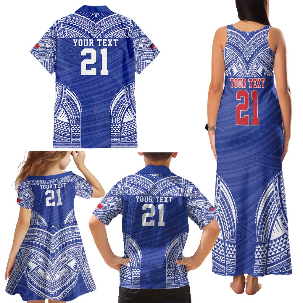 Manu Samoa Pacific Samoa Rugby Custom Family Matching Tank Maxi Dress and Hawaiian Shirt Polynesian Pattern