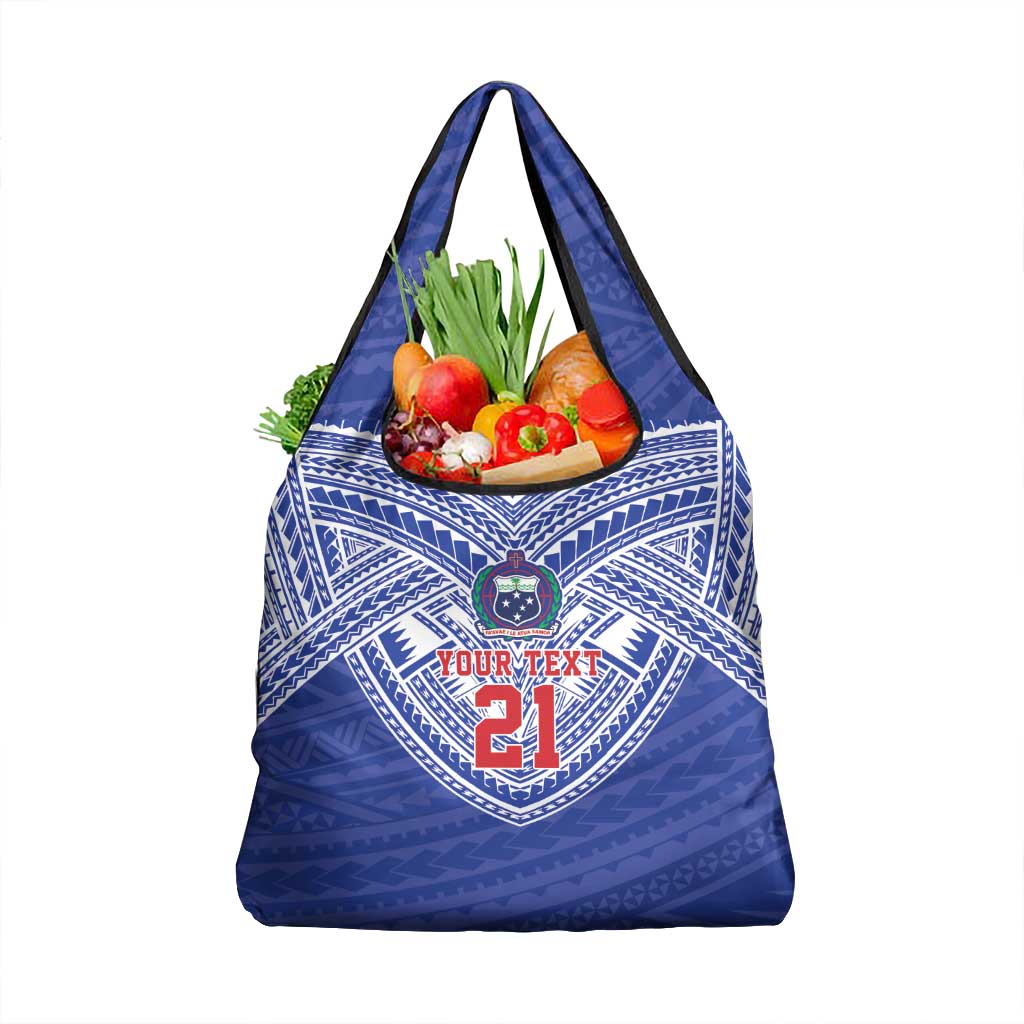 Manu Samoa Pacific Samoa Rugby Custom Grocery Bag Polynesian Pattern