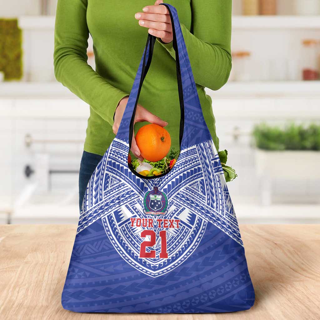 Manu Samoa Pacific Samoa Rugby Custom Grocery Bag Polynesian Pattern