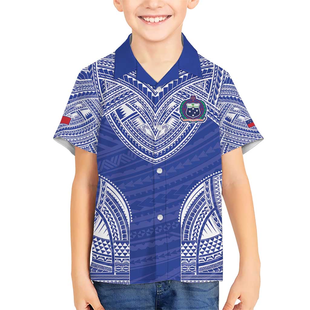 Manu Samoa Pacific Samoa Rugby Custom Kid Hawaiian Shirt Polynesian Pattern LT9 Kid Blue - Polynesian Pride