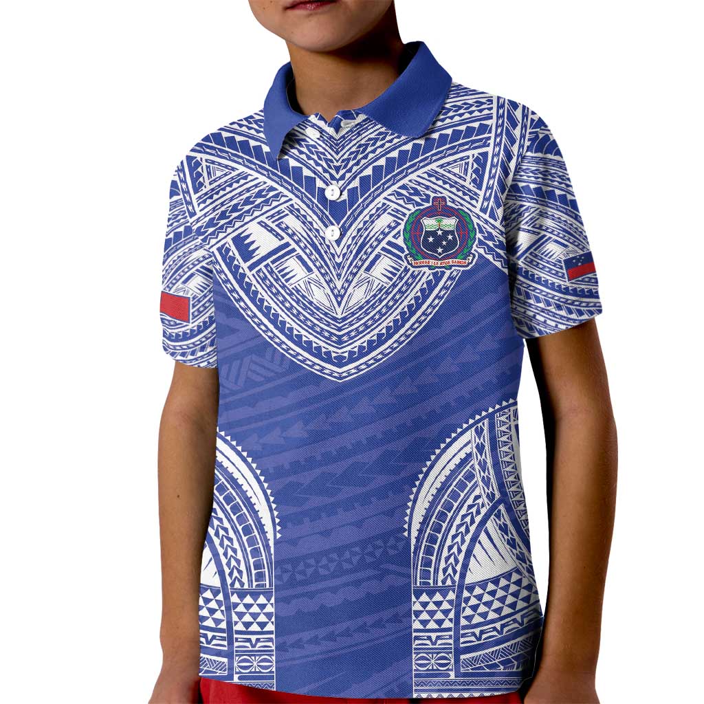 Manu Samoa Pacific Samoa Rugby Custom Kid Polo Shirt Polynesian Pattern LT9 Kid Blue - Polynesian Pride