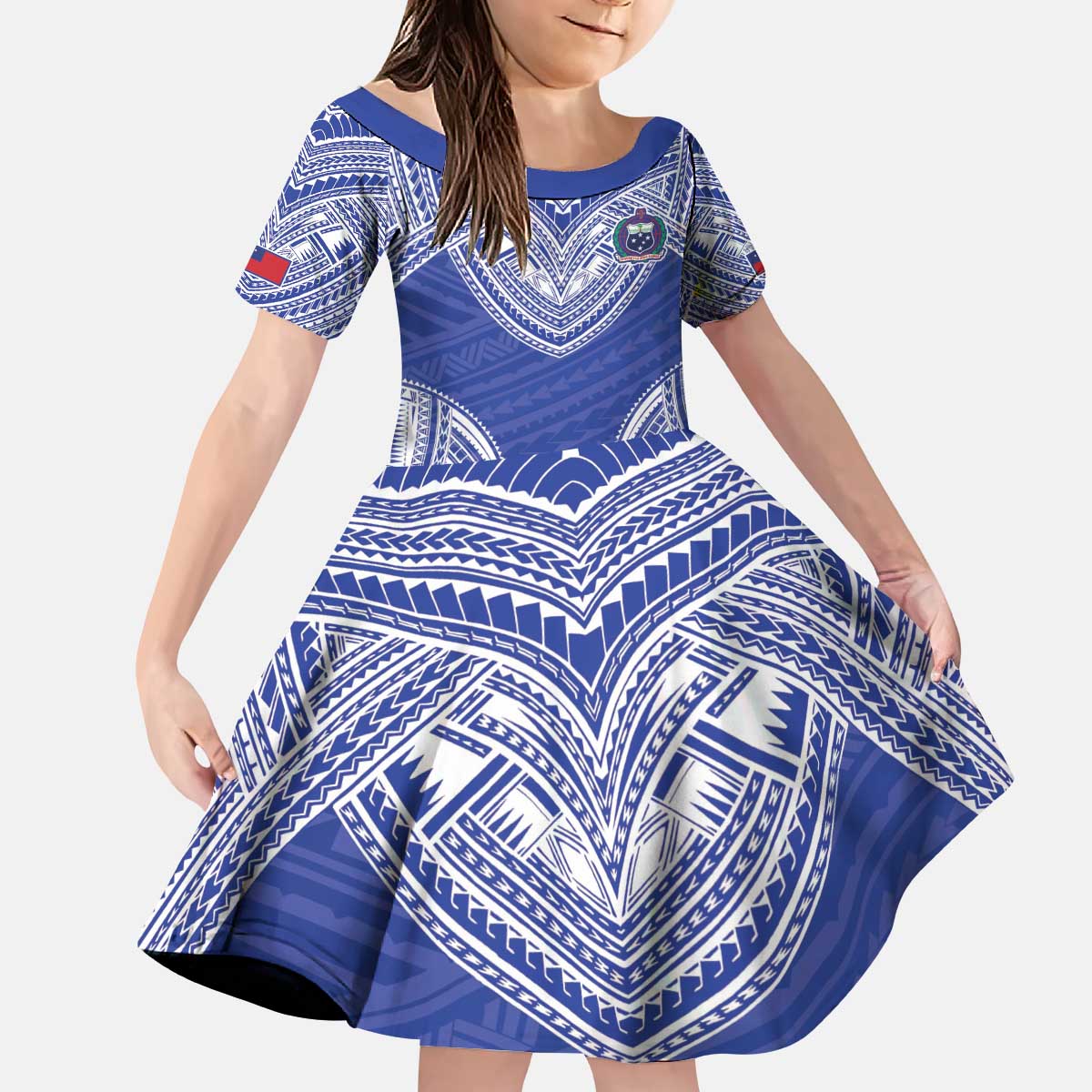 Manu Samoa Pacific Samoa Rugby Custom Kid Short Sleeve Dress Polynesian Pattern LT9 KID Blue - Polynesian Pride