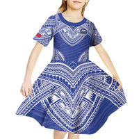 Manu Samoa Pacific Samoa Rugby Custom Kid Short Sleeve Dress Polynesian Pattern LT9 - Polynesian Pride