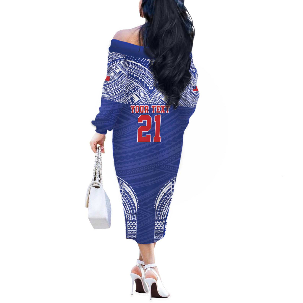 Manu Samoa Pacific Samoa Rugby Custom Off The Shoulder Long Sleeve Dress Polynesian Pattern LT9 - Polynesian Pride