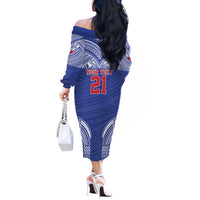 Manu Samoa Pacific Samoa Rugby Custom Off The Shoulder Long Sleeve Dress Polynesian Pattern LT9 - Polynesian Pride