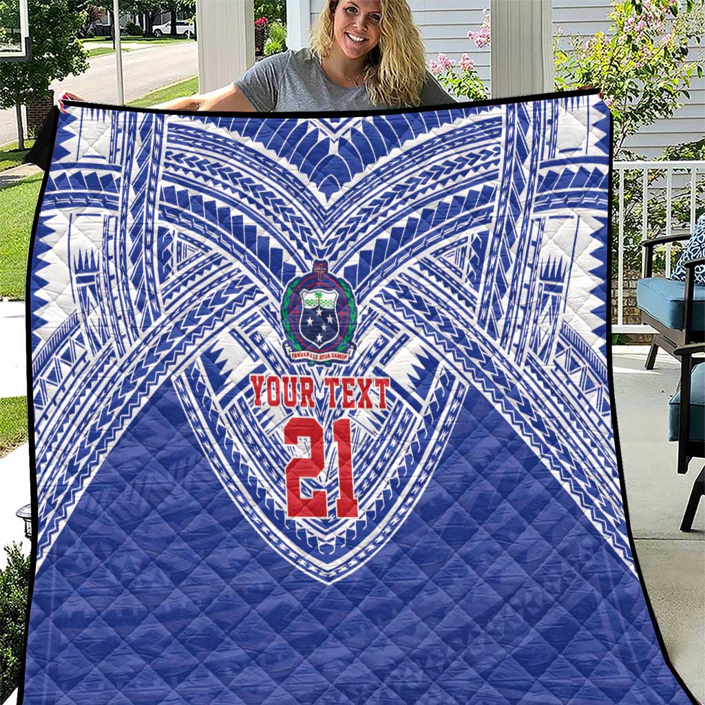 Manu Samoa Pacific Samoa Rugby Custom Quilt Polynesian Pattern LT9 Blue - Polynesian Pride