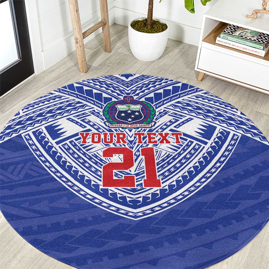 Manu Samoa Pacific Samoa Rugby Custom Round Carpet Polynesian Pattern