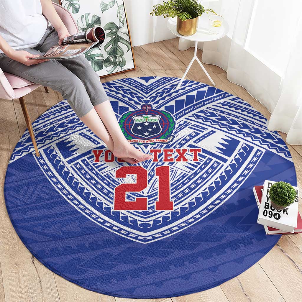 Manu Samoa Pacific Samoa Rugby Custom Round Carpet Polynesian Pattern