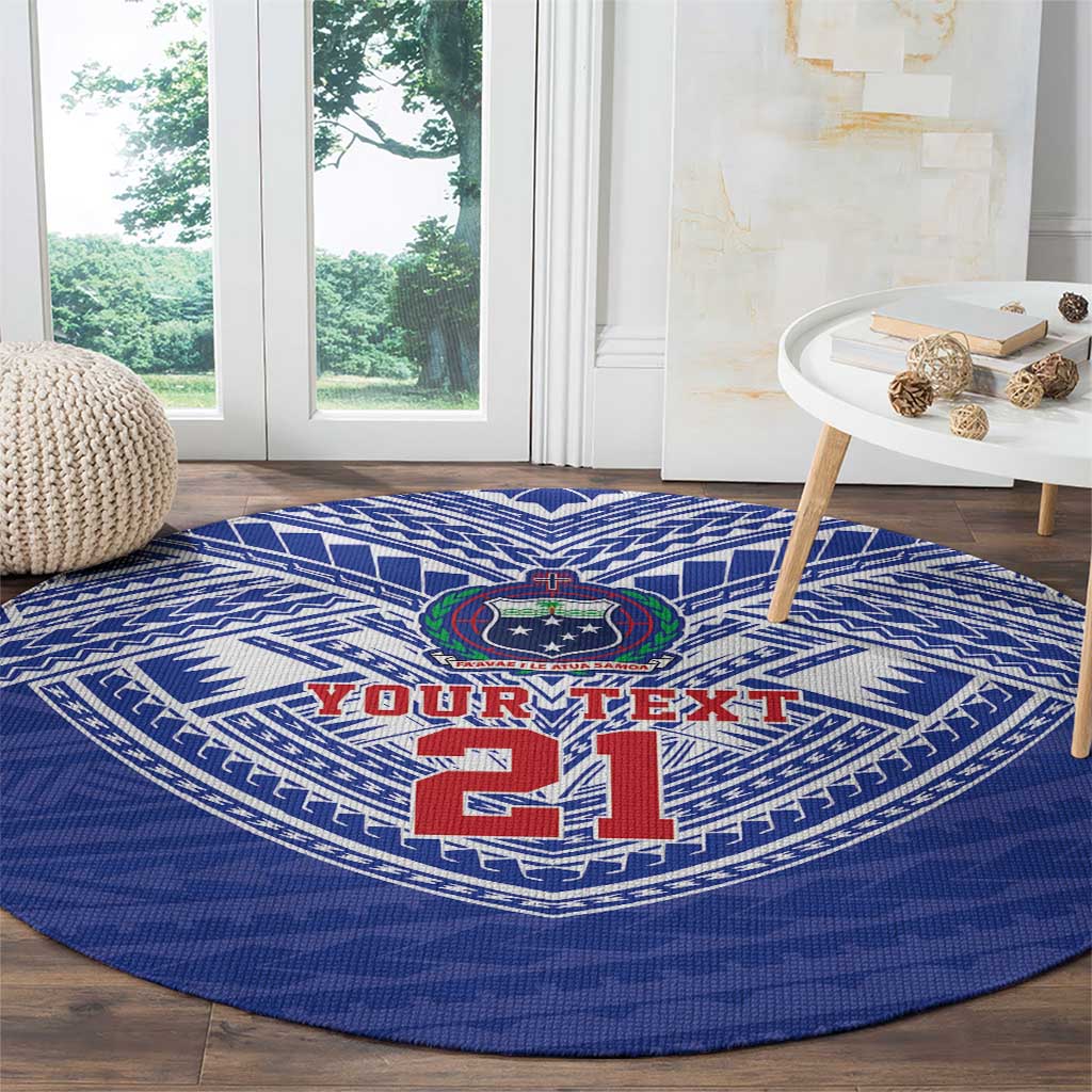 Manu Samoa Pacific Samoa Rugby Custom Round Carpet Polynesian Pattern