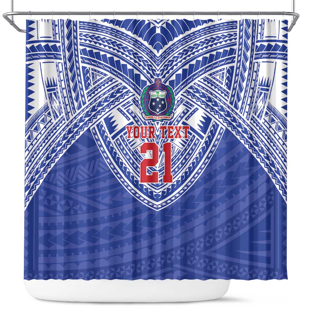 Manu Samoa Pacific Samoa Rugby Custom Shower Curtain Polynesian Pattern LT9 Blue - Polynesian Pride