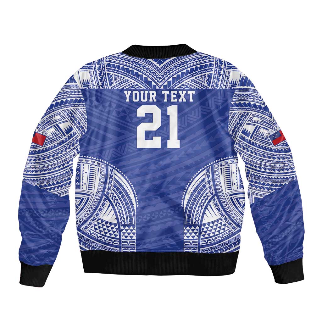 Manu Samoa Pacific Samoa Rugby Custom Sleeve Zip Bomber Jacket Polynesian Pattern LT9 - Polynesian Pride