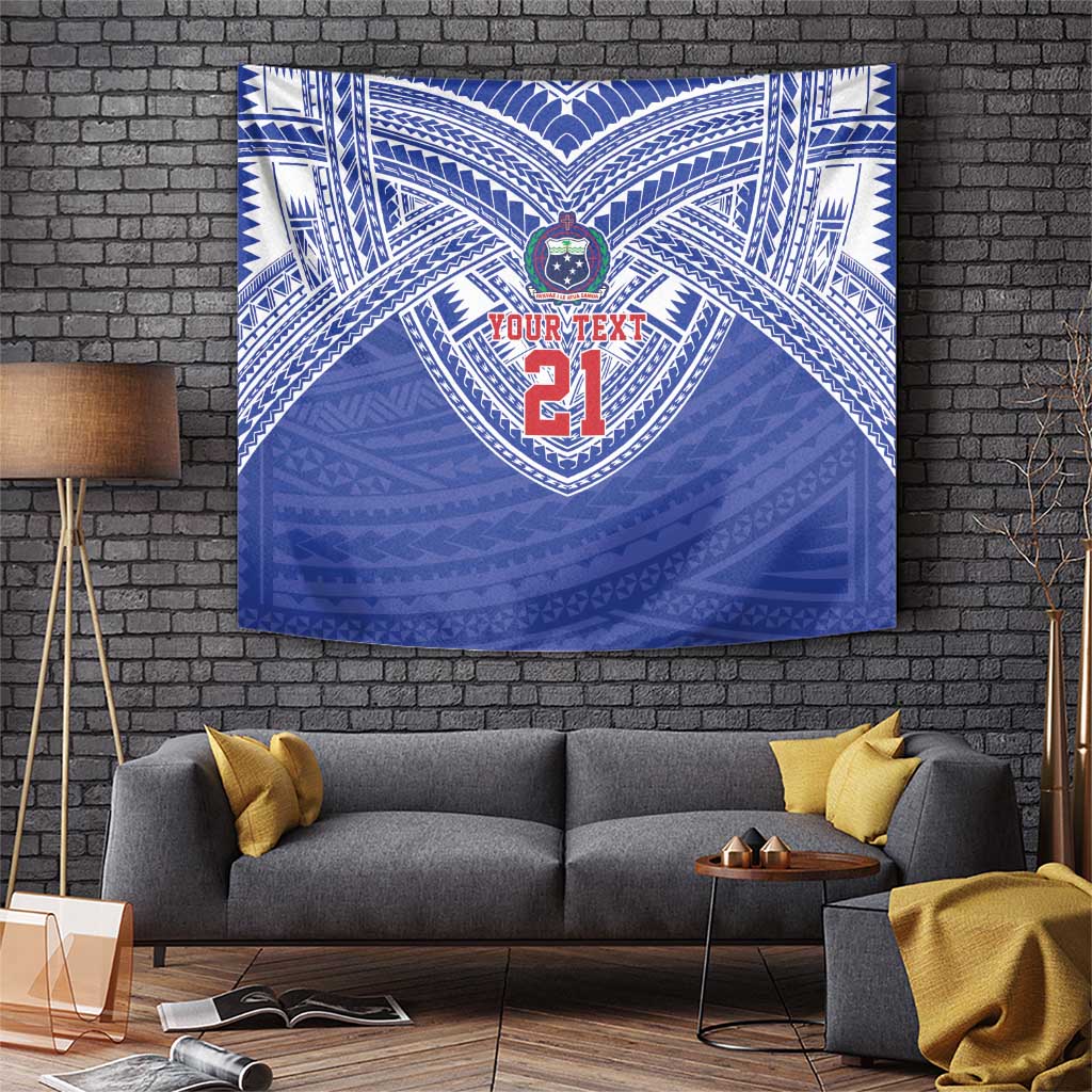 Manu Samoa Pacific Samoa Rugby Custom Tapestry Polynesian Pattern LT9 Blue - Polynesian Pride