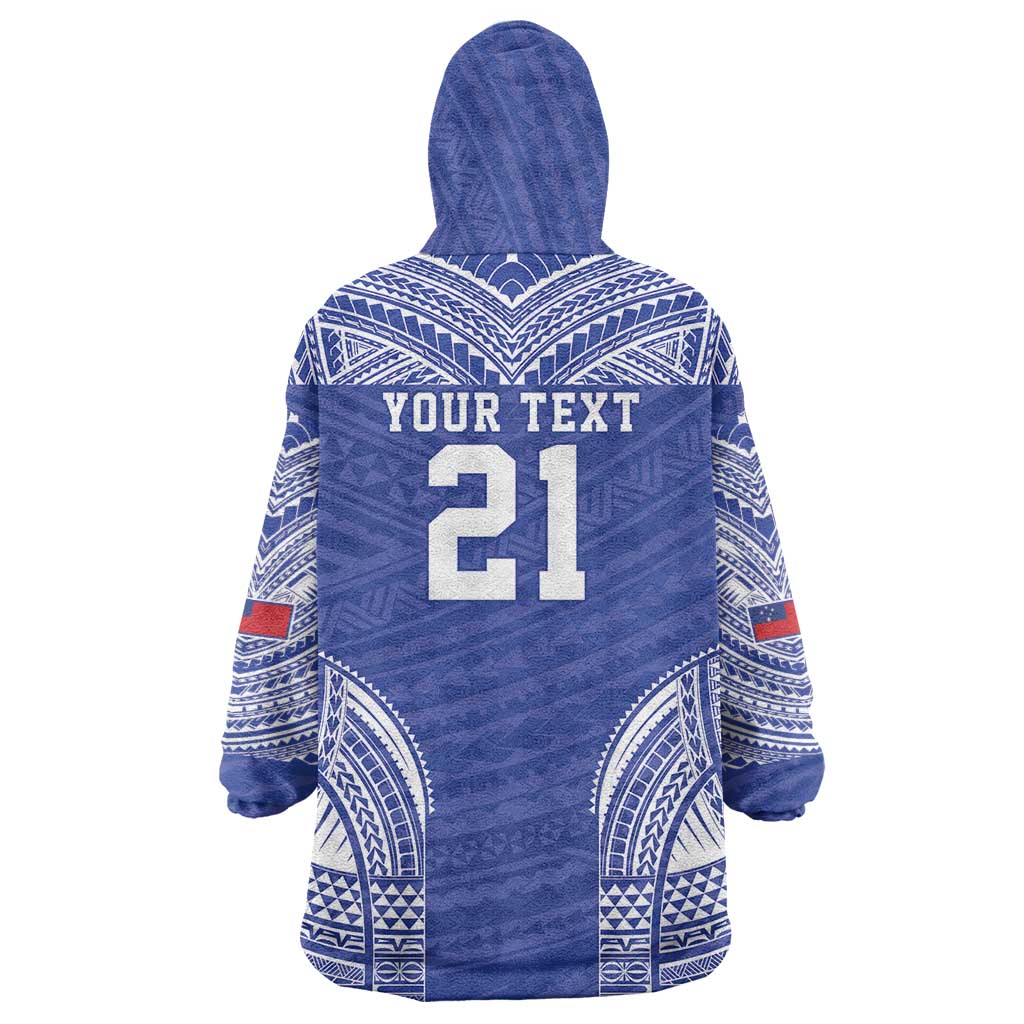 Manu Samoa Pacific Samoa Rugby Custom Wearable Blanket Hoodie Polynesian Pattern