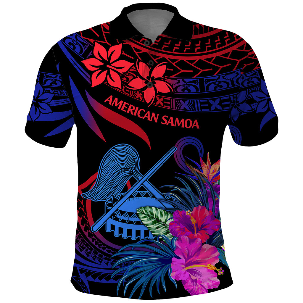 American Samoa Polo Shirt Manua Cession Day Polynesian Tribal LT9 Gradient Blue - Polynesian Pride