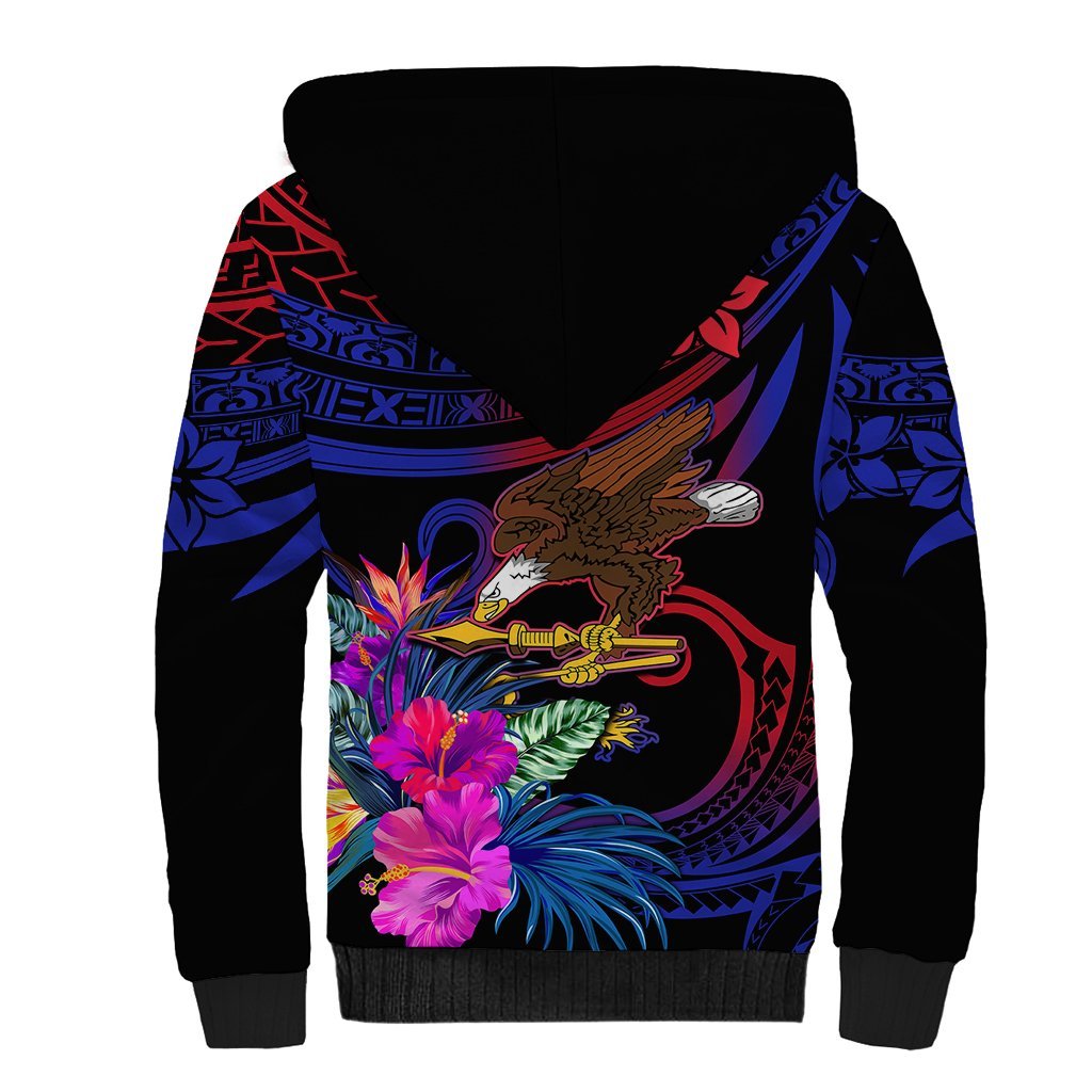 American Samoa Sherpa Hoodie Manu'a Cession Day Polynesian Tribal LT9 - Polynesian Pride