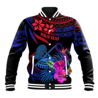 Custom American Samoa Baseball Jacket Manu'a Cession Day Polynesian Tribal LT9 Unisex Gradient Blue - Polynesian Pride