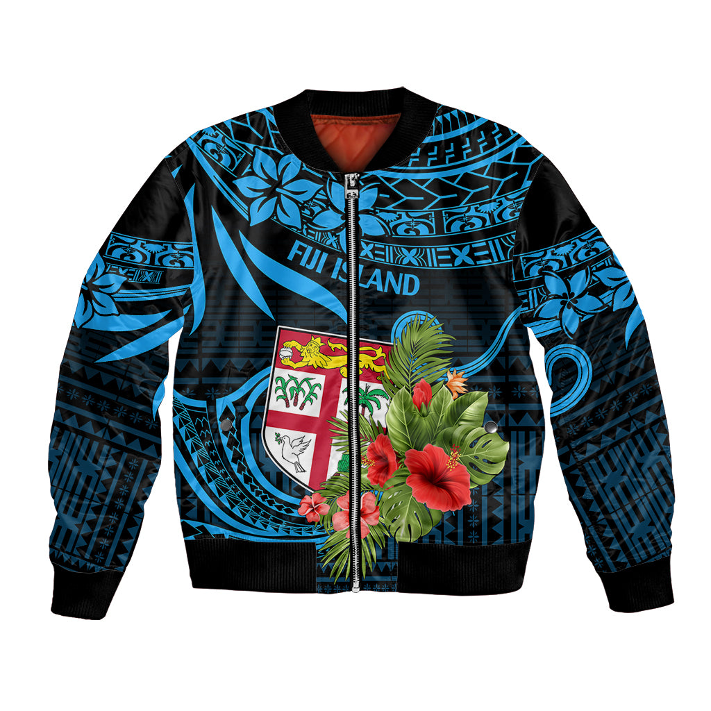 Fiji Islands Bomber Jacket With Polynesian Tribal Happy National Day LT9 Unisex Blue - Polynesian Pride