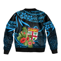 Custom Fiji Islands Sleeve Zip Bomber Jacket With Polynesian Tribal Happy National Day LT9 - Polynesian Pride