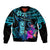 Polynesian Guam Bomber Jacket With Latte Stone Happy Liberation Day LT9 Unisex Blue - Polynesian Pride