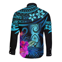 Polynesian Guam Long Sleeve Button Shirt With Latte Stone Happy Liberation Day LT9 - Polynesian Pride