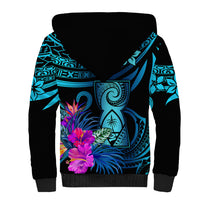 Polynesian Guam Sherpa Hoodie With Latte Stone Happy Liberation Day LT9 - Polynesian Pride