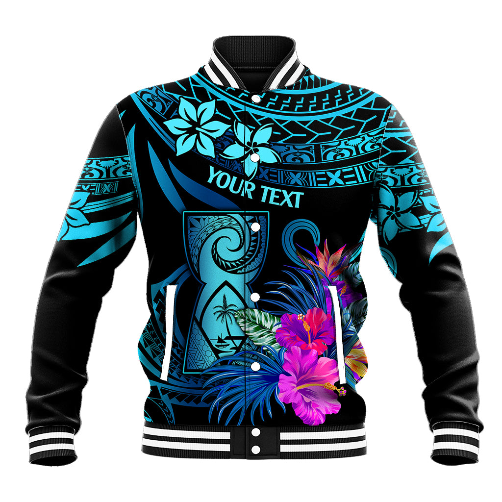 Custom Polynesian Guam Baseball Jacket With Latte Stone Happy Liberation Day LT9 Unisex Blue - Polynesian Pride