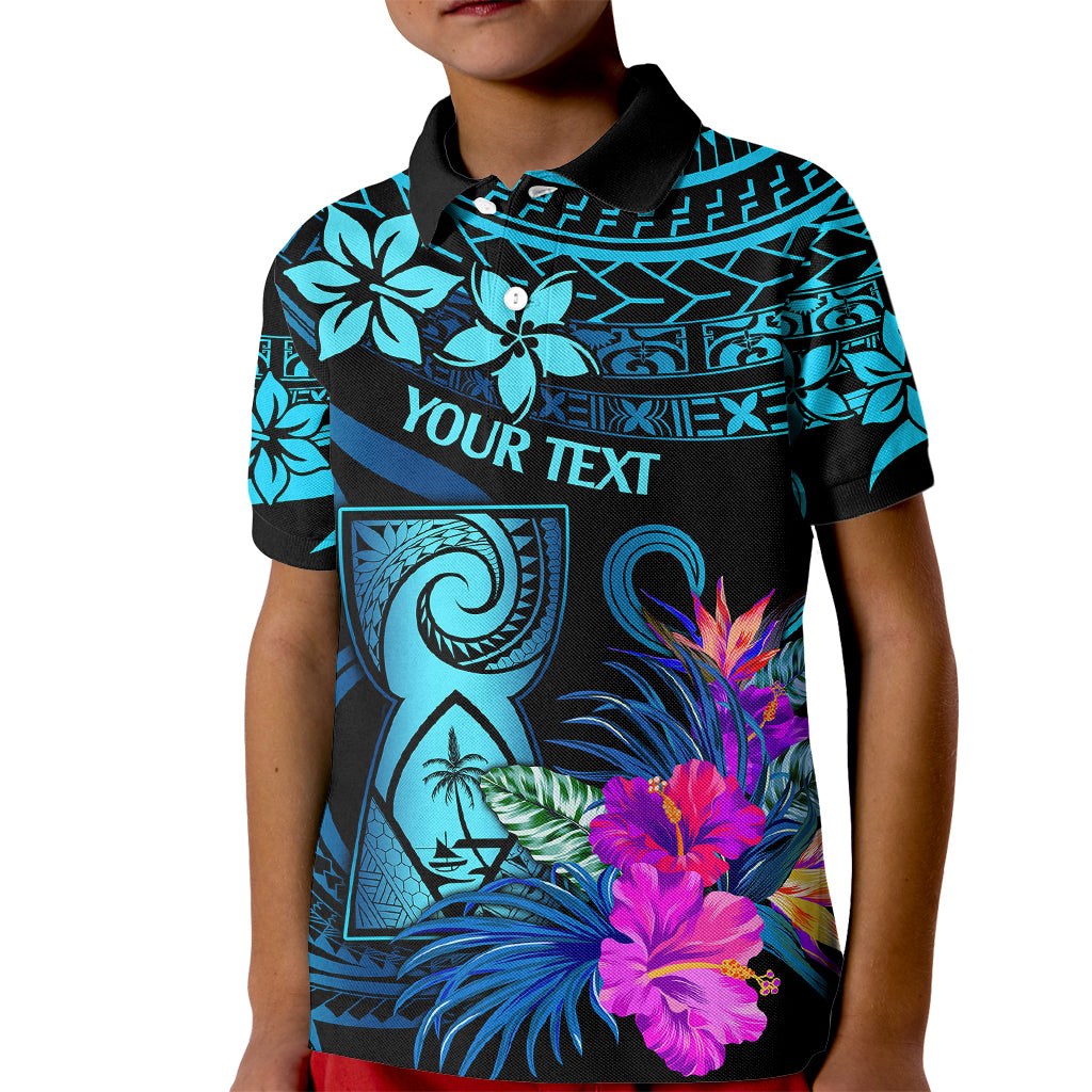 Custom Polynesian Guam Kid Polo Shirt With Latte Stone Happy Liberation Day LT9 Kid Blue - Polynesian Pride