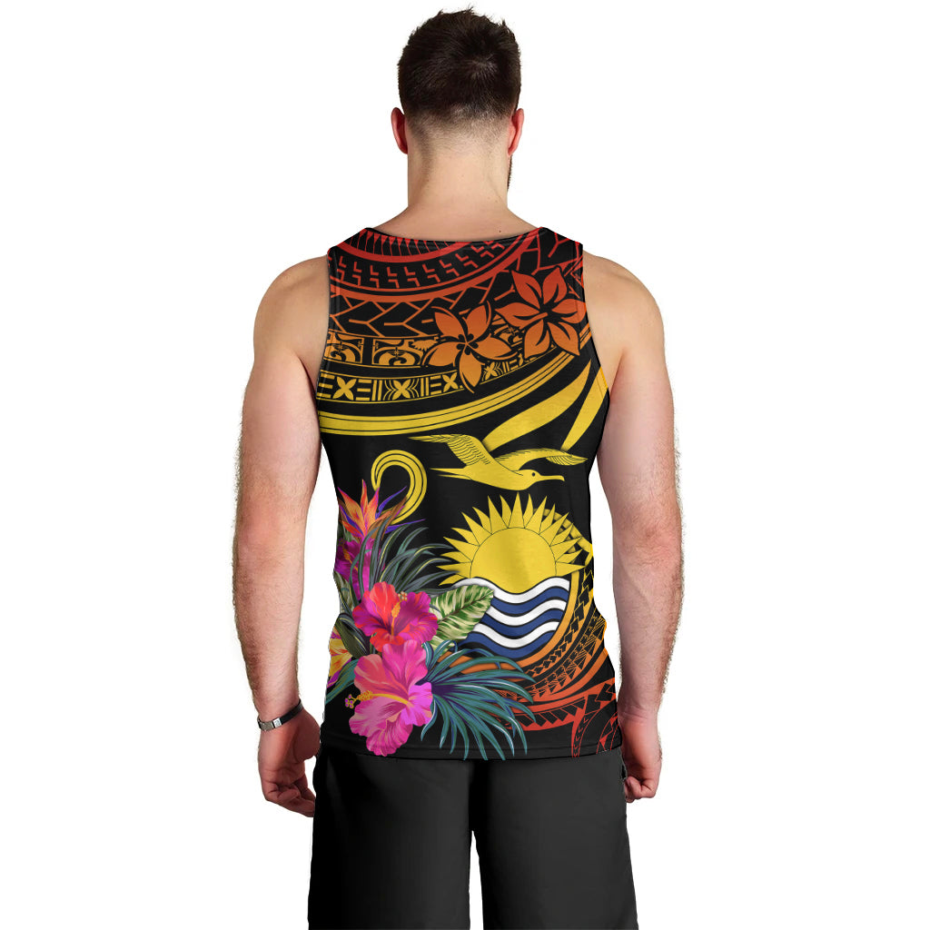 Polynesian Kiribati Independence Day Men Tank Top Kiribati Emblem with Hibiscus Pacific Beauty LT9 - Polynesian Pride