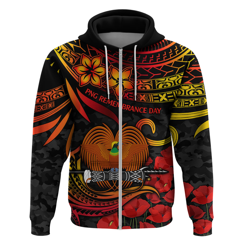 PNG Remembrance Day Hoodie Polynesian Tribal and Poppy LT9 - Polynesian Pride