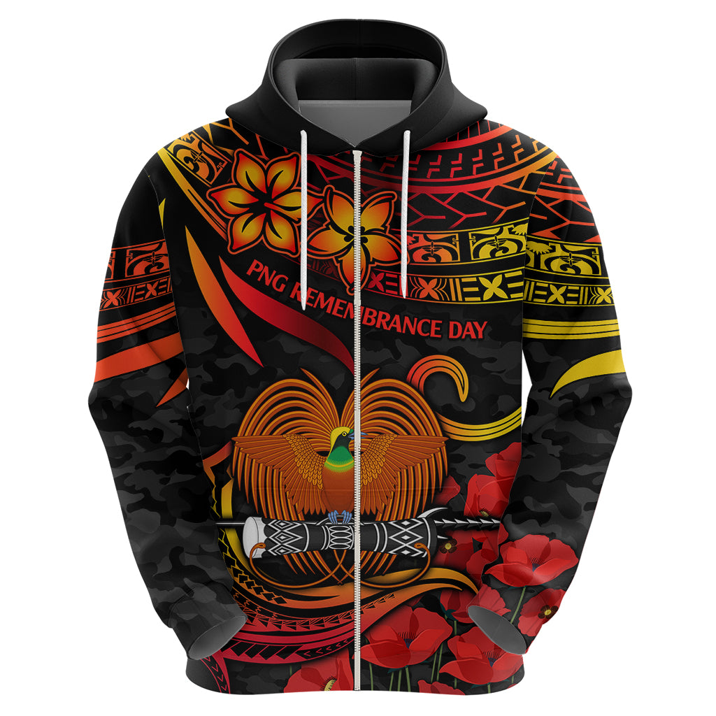 PNG Remembrance Day Hoodie Polynesian Tribal and Poppy LT9 - Polynesian Pride