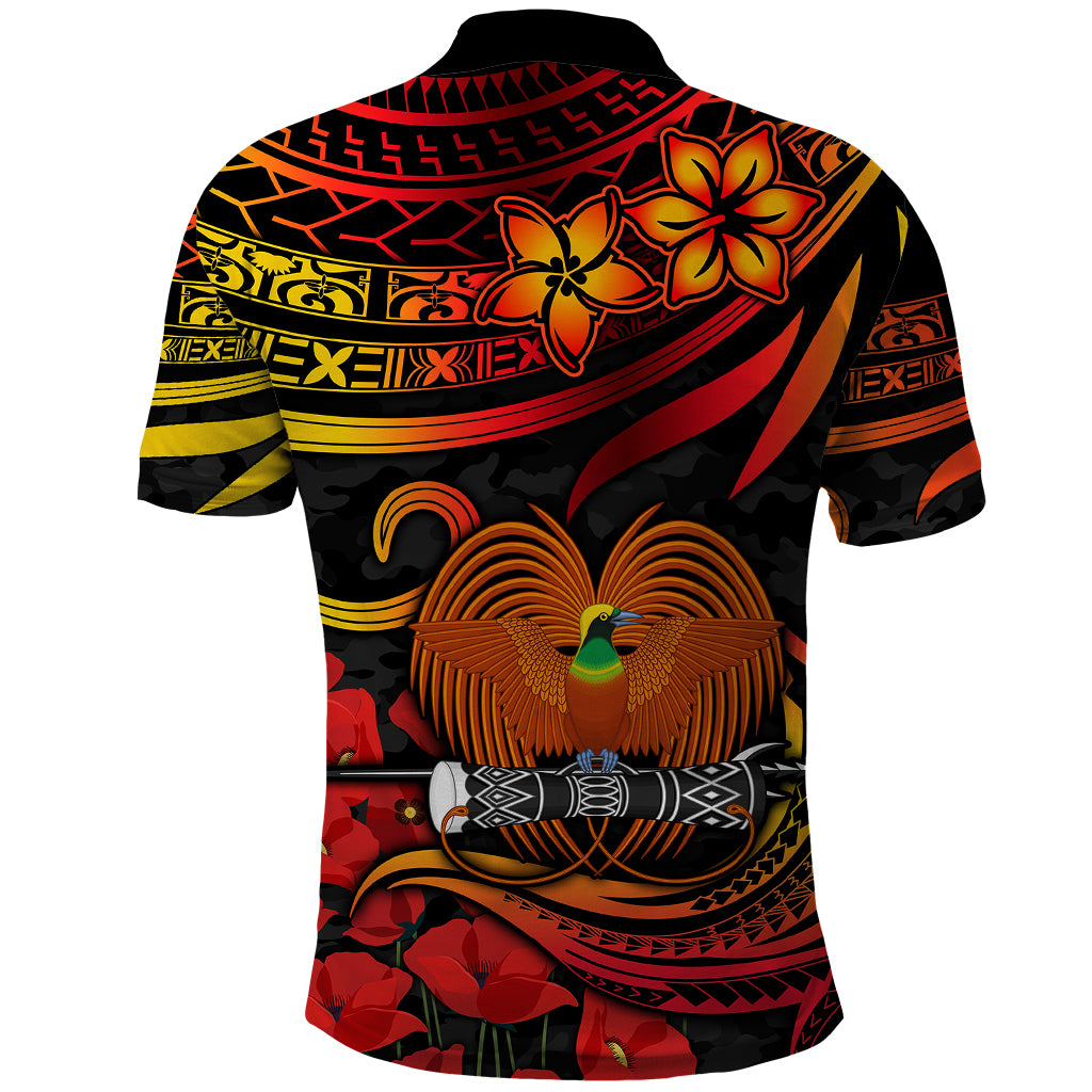 PNG Remembrance Day Polo Shirt Polynesian Tribal and Poppy LT9 - Polynesian Pride
