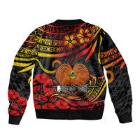 PNG Remembrance Day Sleeve Zip Bomber Jacket Polynesian Tribal and Poppy LT9 - Polynesian Pride