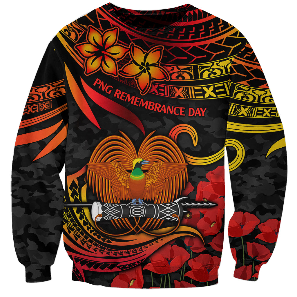 PNG Remembrance Day Sweatshirt Polynesian Tribal and Poppy LT9 Unisex Red - Polynesian Pride