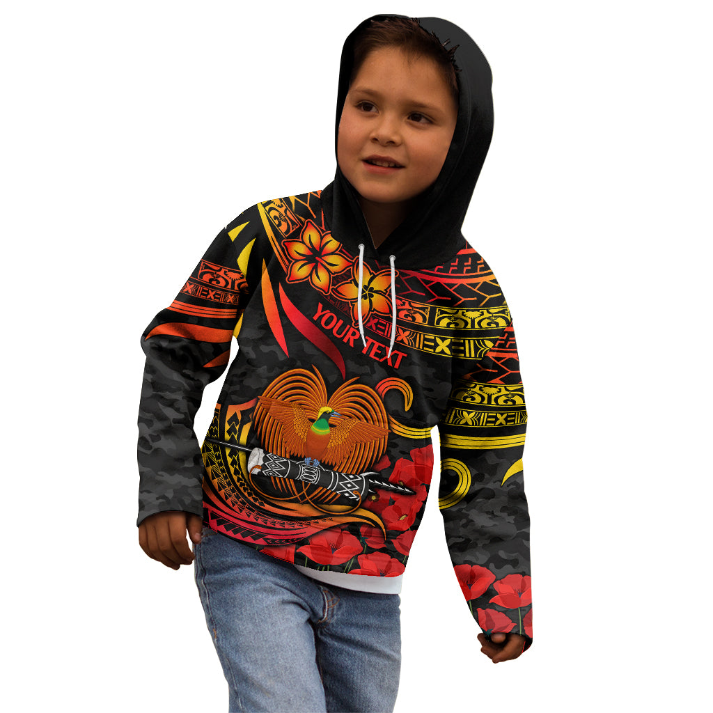 Custom PNG Remembrance Day Kid Hoodie Polynesian Tribal and Poppy LT9 - Polynesian Pride