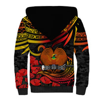 Custom PNG Remembrance Day Sherpa Hoodie Polynesian Tribal and Poppy LT9 - Polynesian Pride