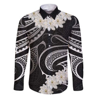 White Sunday Tokelau Gardenia Thunbergia Family Matching Mermaid Dress and Hawaiian Shirt Fakamalo Atu Kia Te Koutou Uma LT9 Dad's Shirt - Long Sleeve Black - Polynesian Pride