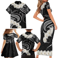White Sunday Tokelau Gardenia Thunbergia Family Matching Short Sleeve Bodycon Dress and Hawaiian Shirt Fakamalo Atu Kia Te Koutou Uma