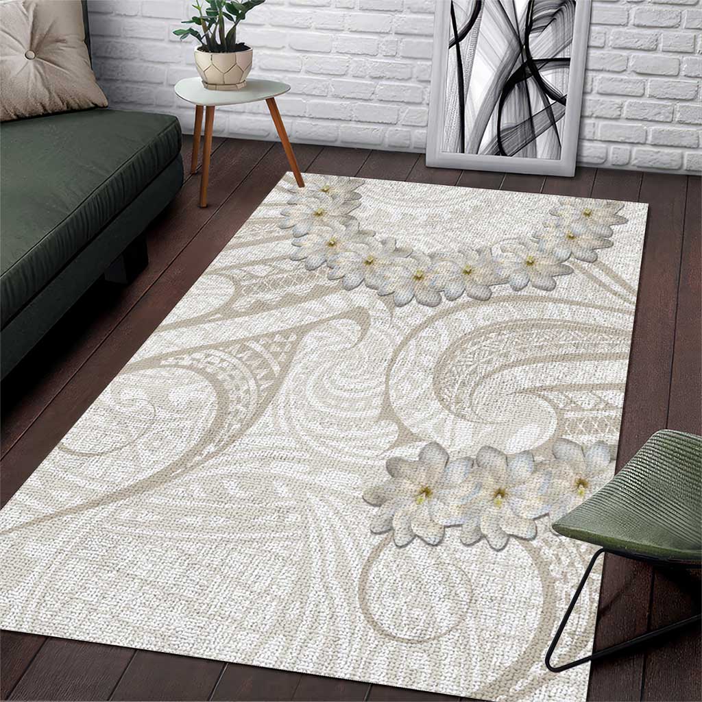 Tokelau Gardenia Thunbergia Area Rug Polynesian Art Vibe LT9 White - Polynesian Pride