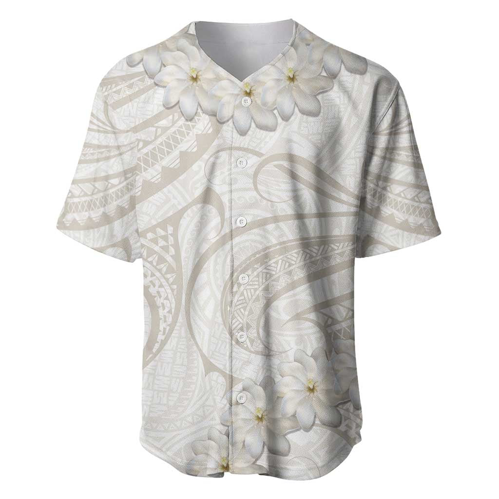 Tokelau Gardenia Thunbergia Baseball Jersey Polynesian Art Vibe LT9 White - Polynesian Pride