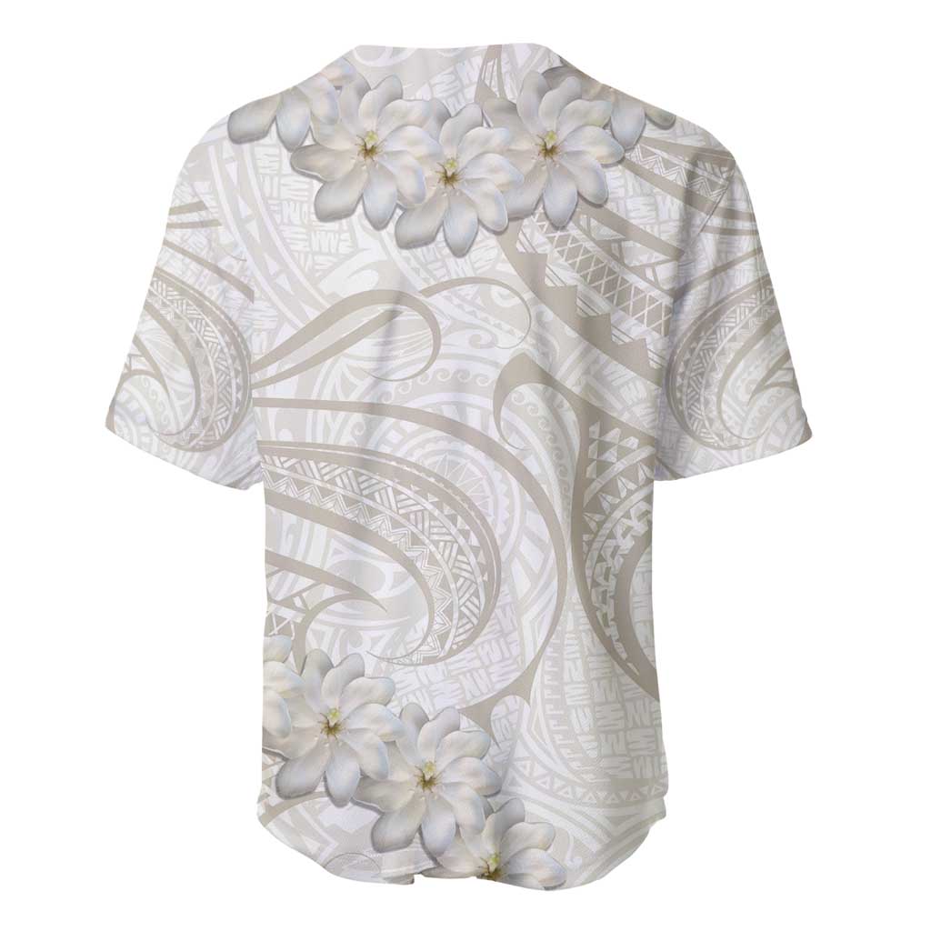 Tokelau Gardenia Thunbergia Baseball Jersey Polynesian Art Vibe LT9 - Polynesian Pride
