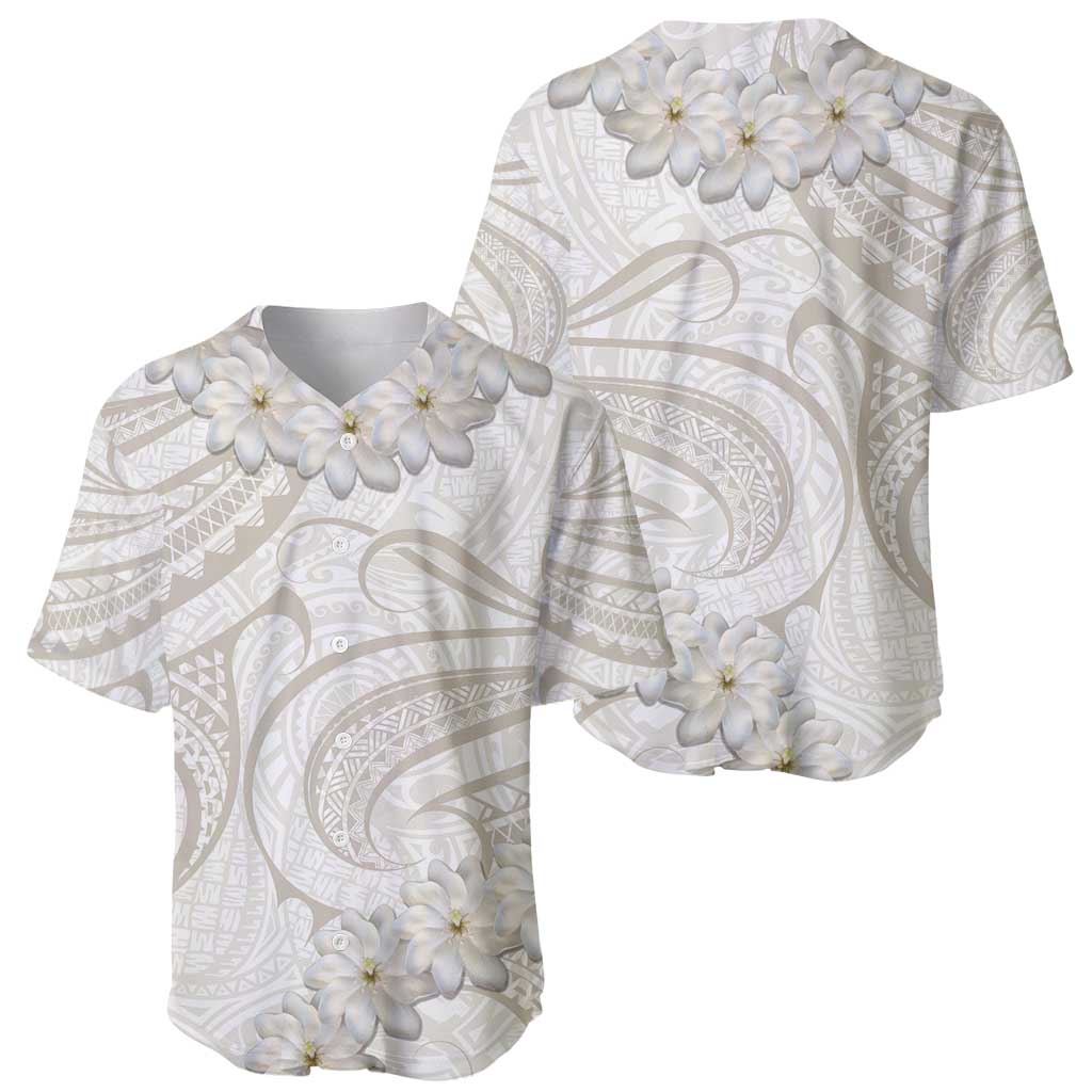 Tokelau Gardenia Thunbergia Baseball Jersey Polynesian Art Vibe LT9 - Polynesian Pride