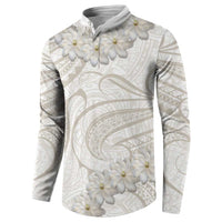 Tokelau Gardenia Thunbergia Button Sweatshirt Black Polynesian Art Vibe