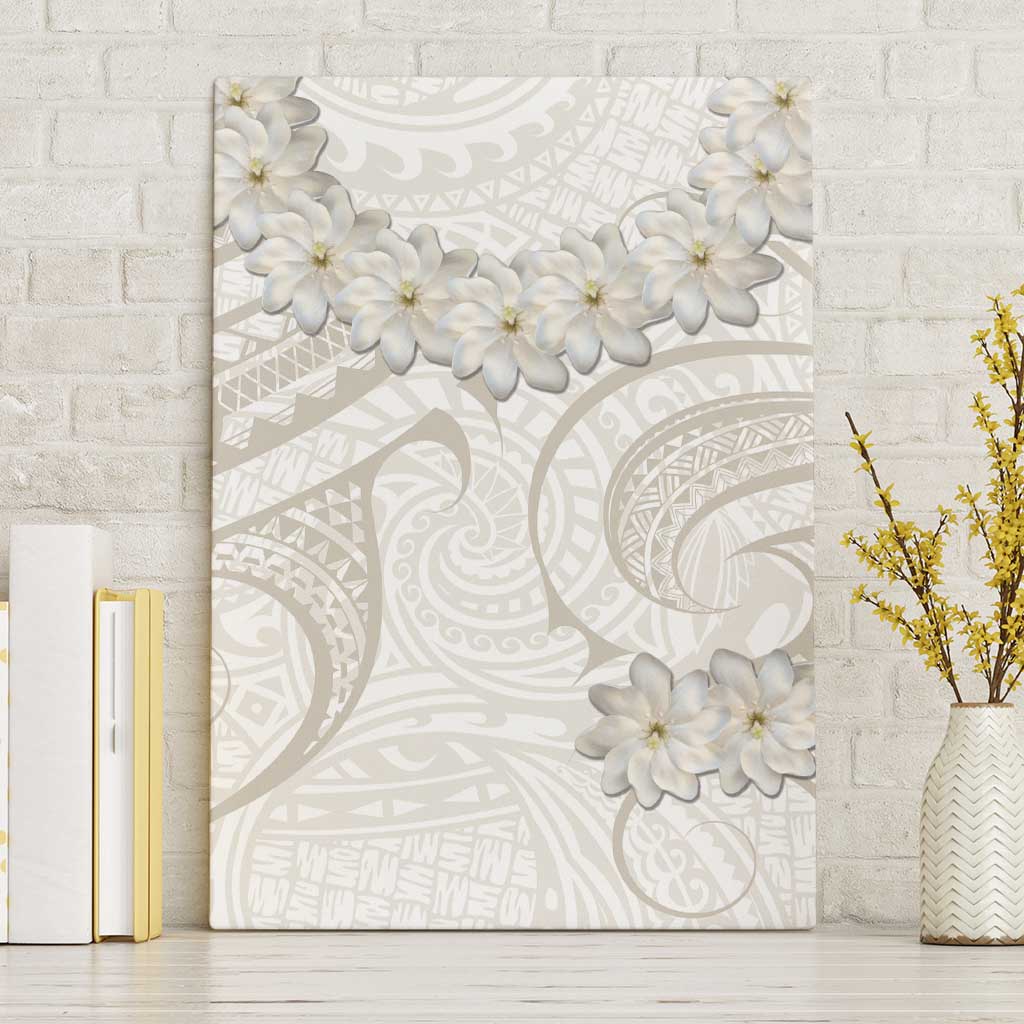 Tokelau Gardenia Thunbergia Canvas Wall Art Polynesian Art Vibe LT9 Without Frame White - Polynesian Pride
