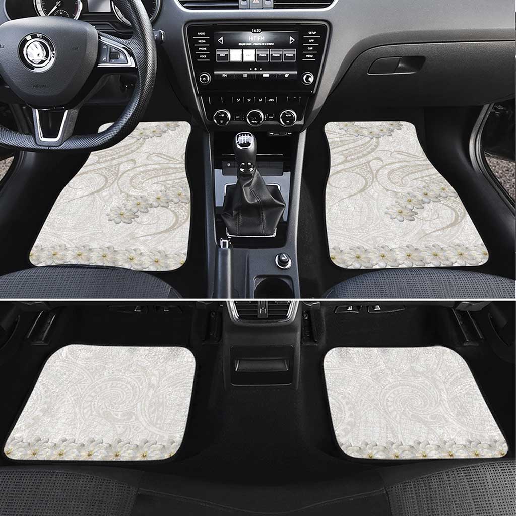 Tokelau Gardenia Thunbergia Car Mats Polynesian Art Vibe LT9 Set 4pcs White - Polynesian Pride