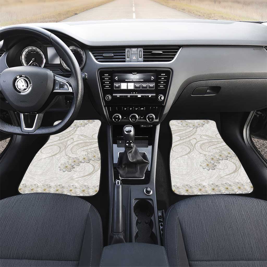 Tokelau Gardenia Thunbergia Car Mats Black Polynesian Art Vibe