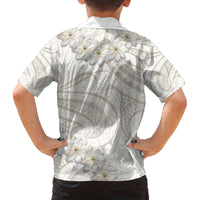 Tokelau Gardenia Thunbergia Family Matching Off Shoulder Short Dress and Hawaiian Shirt Black Polynesian Art Vibe