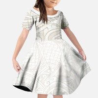 Tokelau Gardenia Thunbergia Family Matching Tank Maxi Dress and Hawaiian Shirt Polynesian Art Vibe LT9 Daughter's Dress White - Polynesian Pride